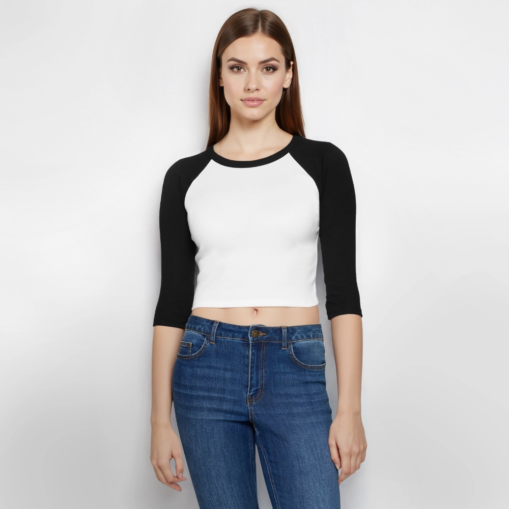T-shirt Crop Top de Baseball Manches 3/4 Femme – Image 2