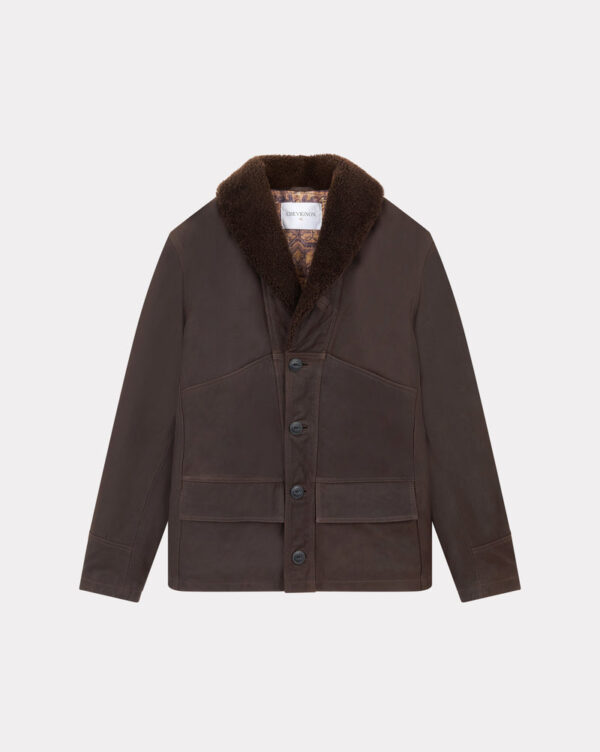 CHEVIGNON manteau cuir cameraman marron