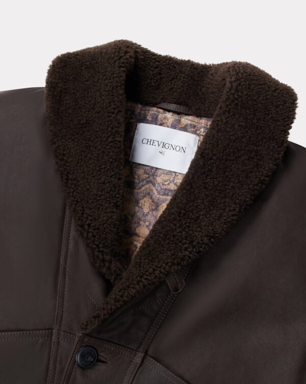 CHEVIGNON manteau cuir cameraman marron