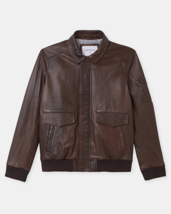 CHEVIGNON veste en cuir dwight marron