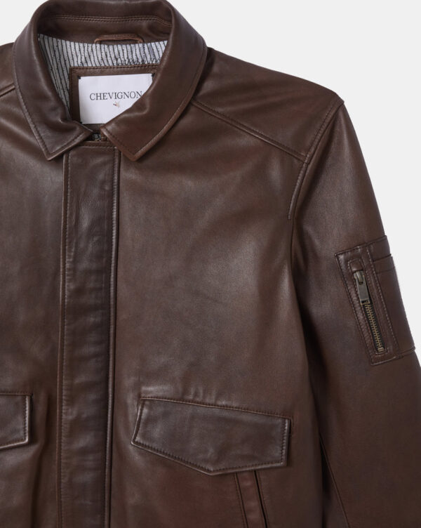 CHEVIGNON veste en cuir dwight marron