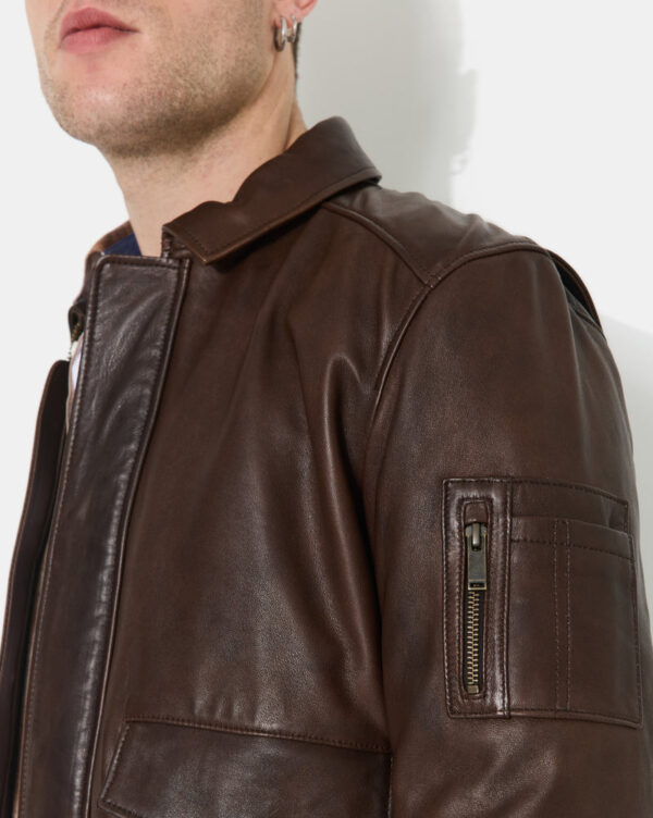 CHEVIGNON veste en cuir dwight marron