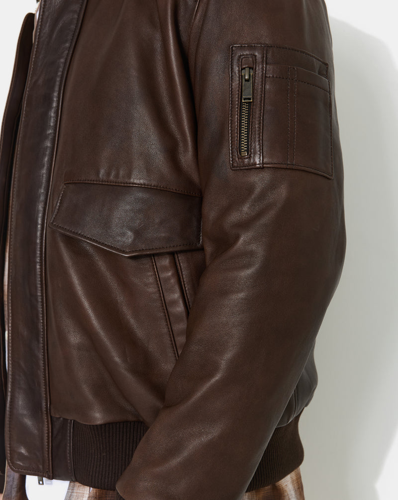 CHEVIGNON veste en cuir dwight marron – Image 5