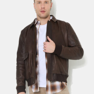 CHEVIGNON veste en cuir dwight marron – Image 1