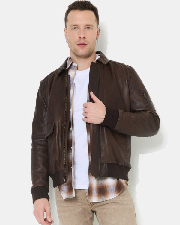 CHEVIGNON veste en cuir dwight marron