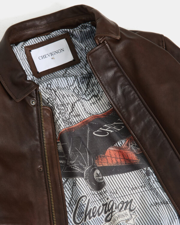CHEVIGNON veste en cuir dwight marron