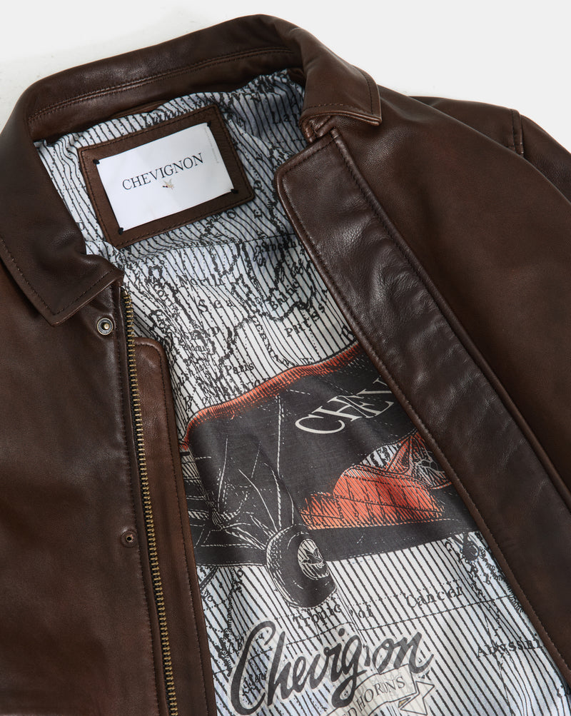 CHEVIGNON veste en cuir dwight marron – Image 6