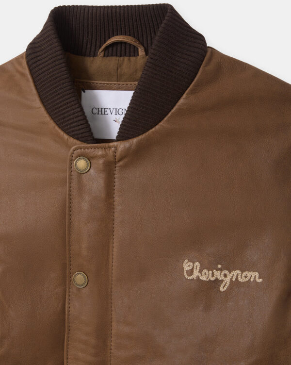 CHEVIGNON veste en cuir dallas marron