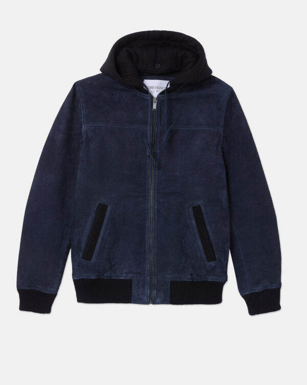 CHEVIGNON veste en cuir djibril suede bleu