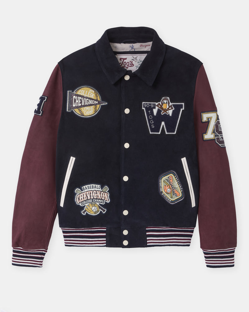 CHEVIGNON veste teddy en cuir don bleu marine – Image 7