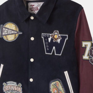 CHEVIGNON veste teddy en cuir don bleu marine – Image 5