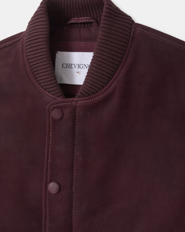 CHEVIGNON veste teddy en cuir dusty burgundy
