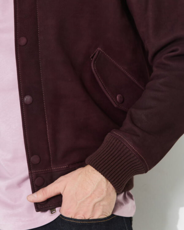CHEVIGNON veste teddy en cuir dusty burgundy