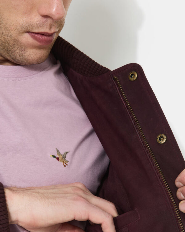 CHEVIGNON veste teddy en cuir dusty burgundy