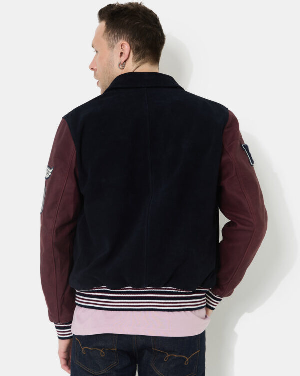 CHEVIGNON veste teddy en cuir don bleu marine