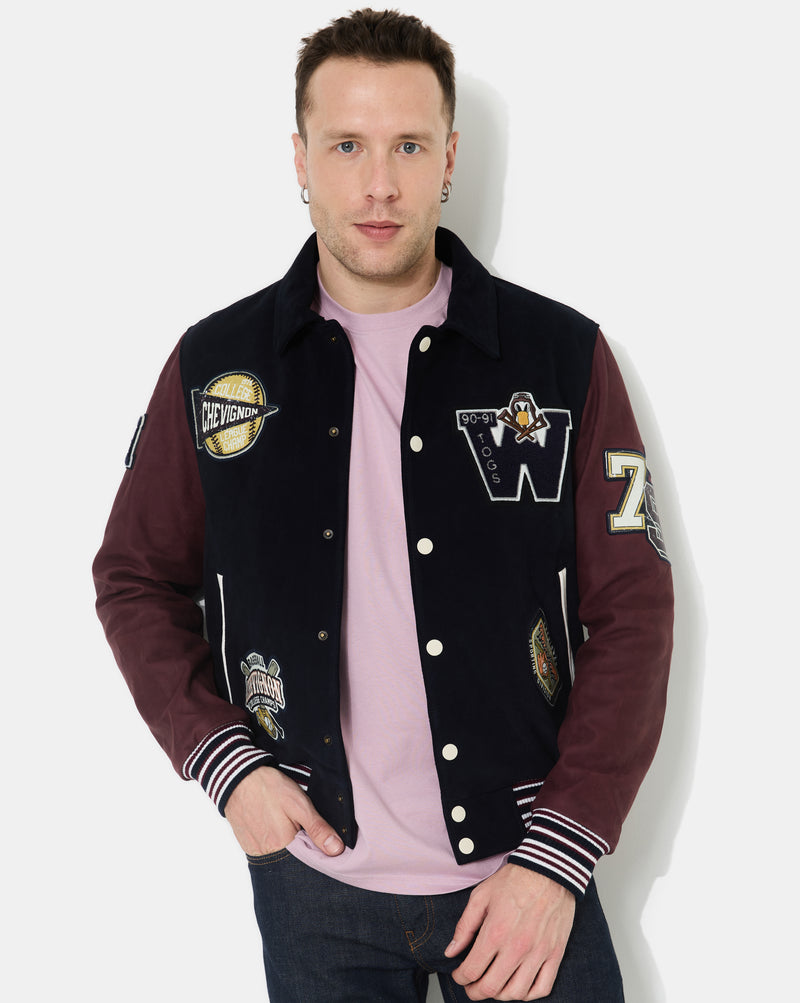 CHEVIGNON veste teddy en cuir don bleu marine – Image 8