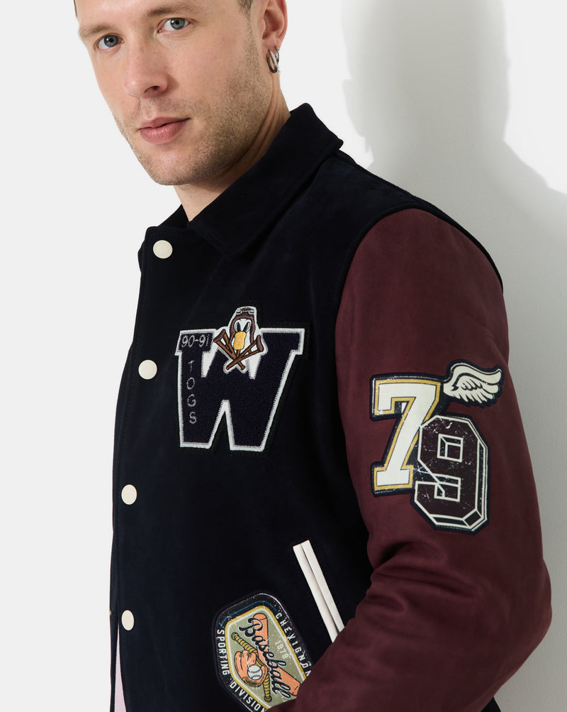 CHEVIGNON veste teddy en cuir don bleu marine – Image 4