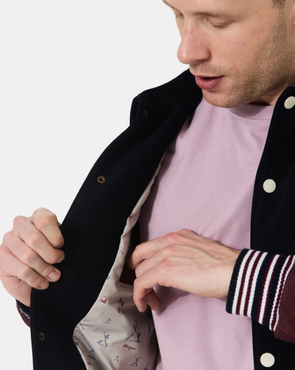 CHEVIGNON veste teddy en cuir don bleu marine