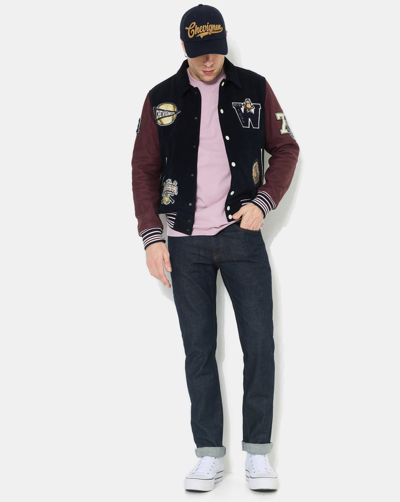 CHEVIGNON veste teddy en cuir don bleu marine – Image 1
