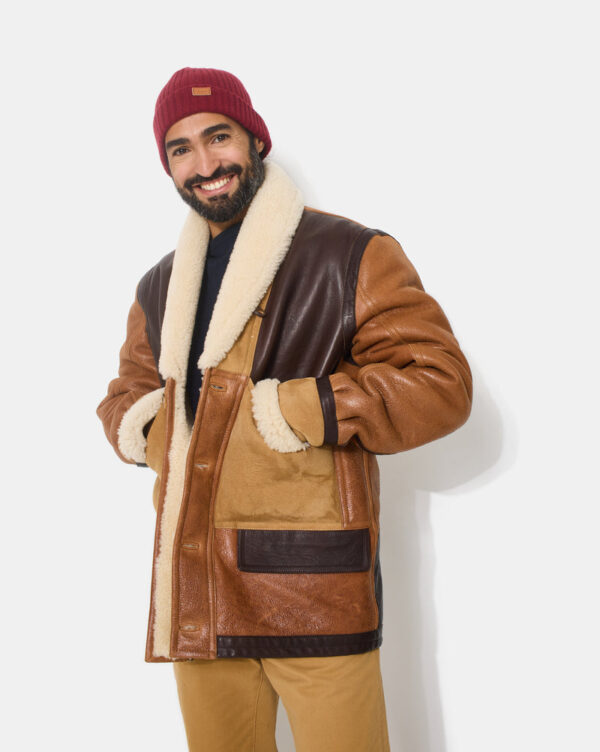 CHEVIGNON manteau cameraman cuir marron