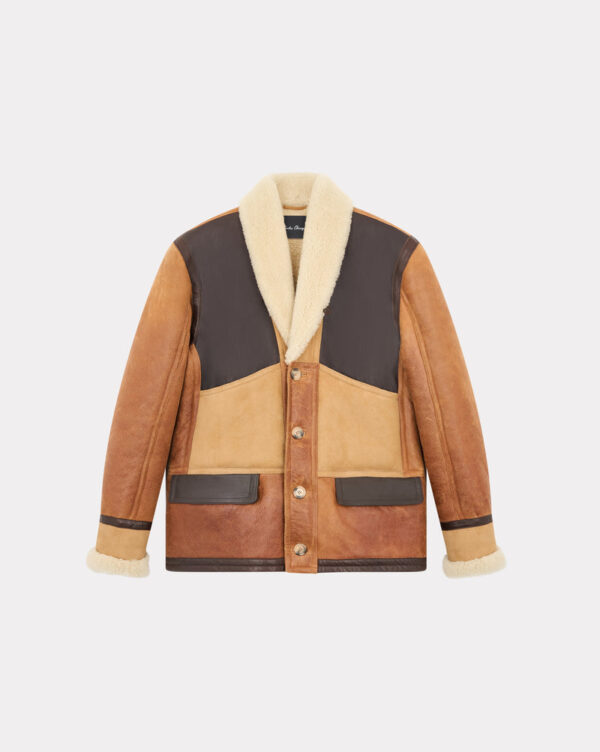 CHEVIGNON manteau cameraman cuir marron