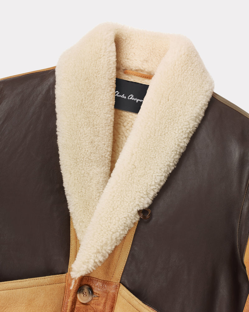 CHEVIGNON manteau cameraman cuir marron – Image 7
