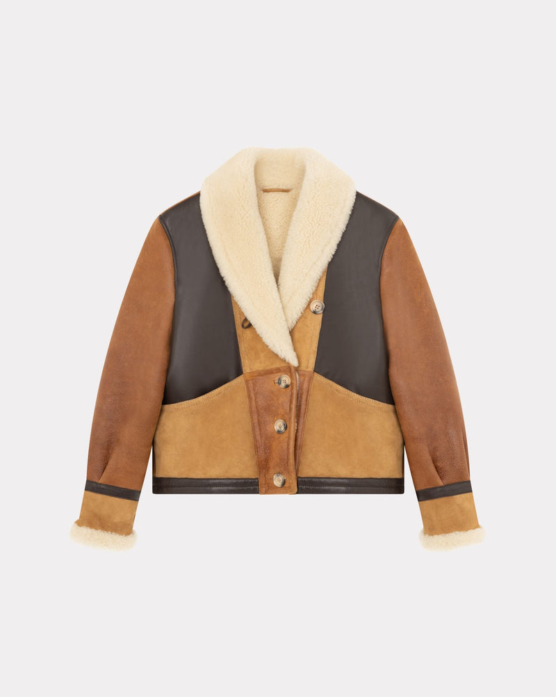 CHEVIGNON blouson en cuir femme camerashearling marron – Image 1
