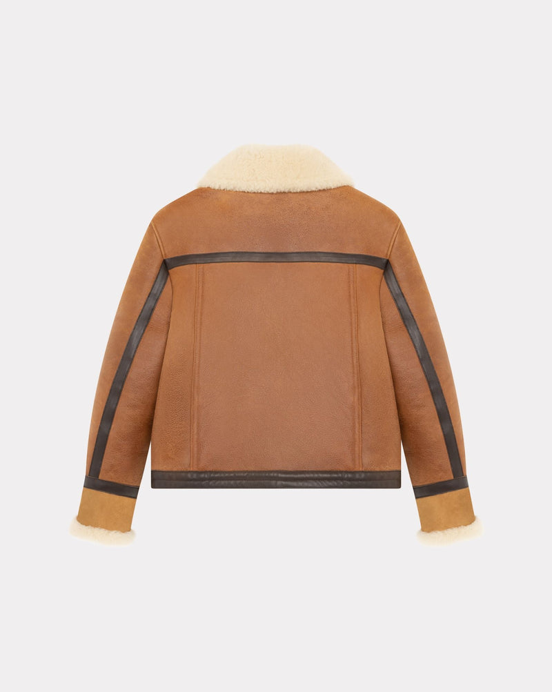 CHEVIGNON blouson en cuir femme camerashearling marron – Image 3