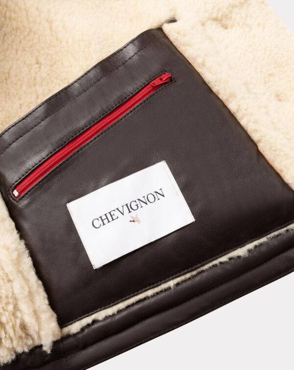 CHEVIGNON blouson en cuir femme camerashearling marron